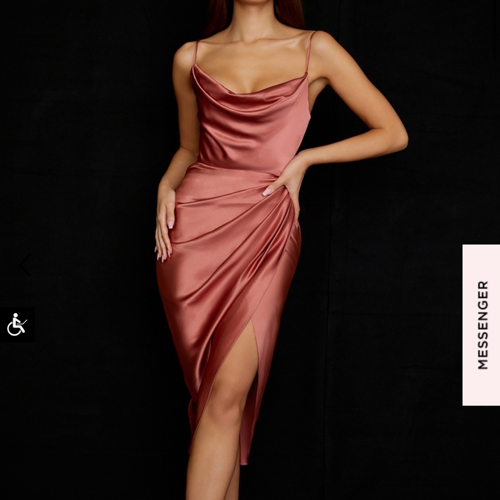 House of CB “Reva” Blush Satin Balcony Corset Dress
